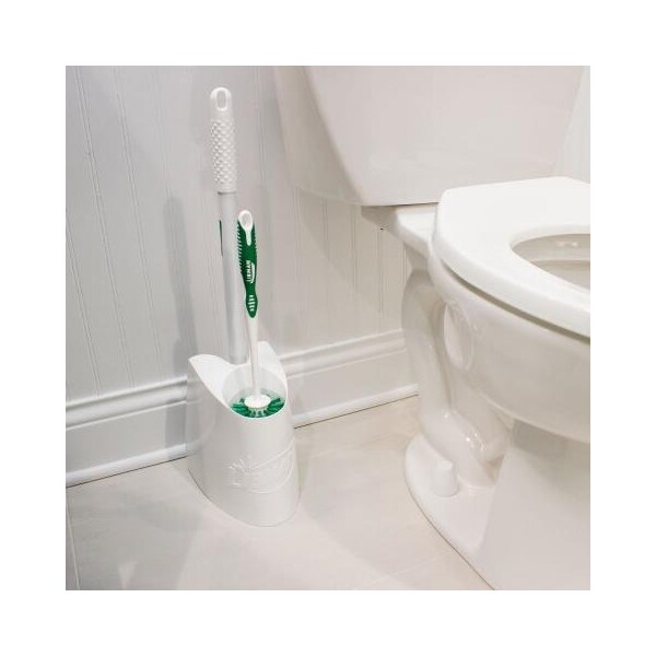 Libman Commercial Toilet Brush/Plunger Combo W/Caddy, White/Green -